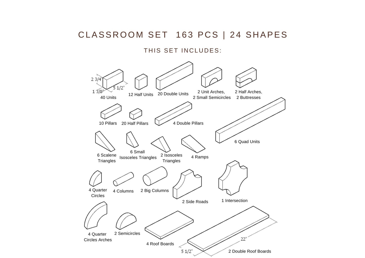 Classroom Set Harmony Blocks - Natural Unit Blocks