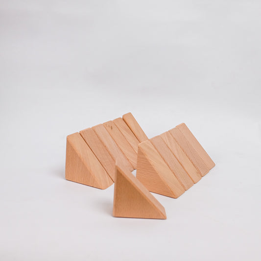 Set of 12 Small Isosceles Triangles - Natural Unit Blocks