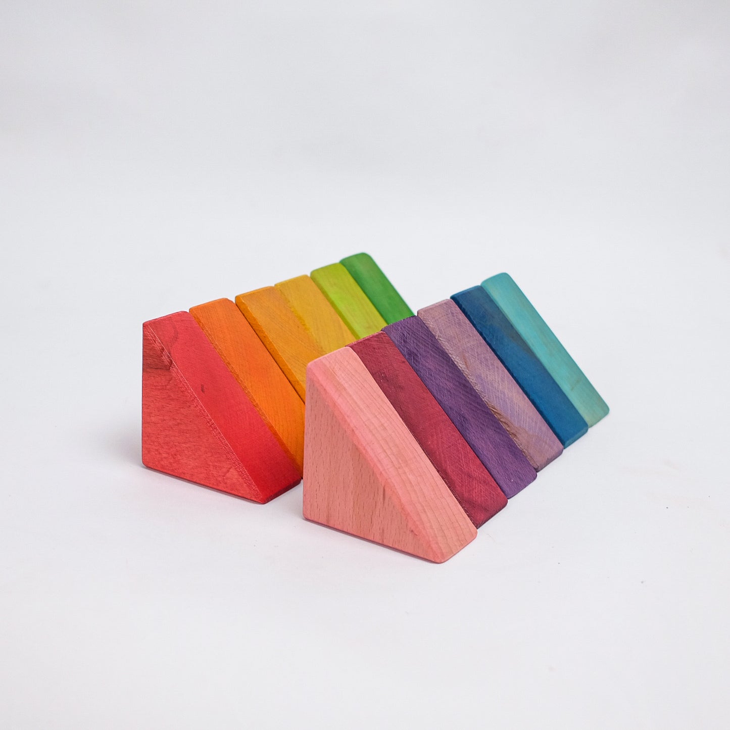 Set of 12 Small Isosceles Triangles - Rainbow Unit Blocks